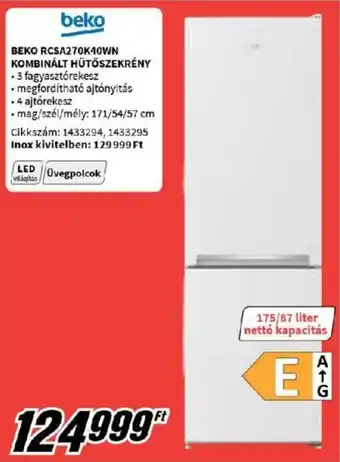 BEKO RCSA270K40WN KOMBINÁLT HŰTŐSZEKRÉNY