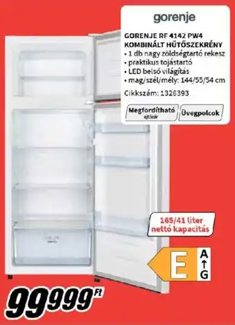 Media Markt GORENJE RF 4142 PW4 KOMBINÁLT HŰTŐSZEKRÉNY ajánlat