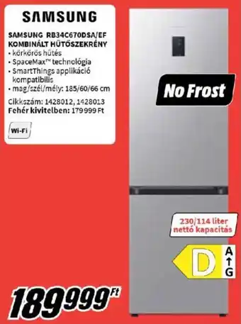 Media Markt SAMSUNG RB34C670DSA/EF KOMBINÁLT HŰTŐSZEKRÉNY ajánlat