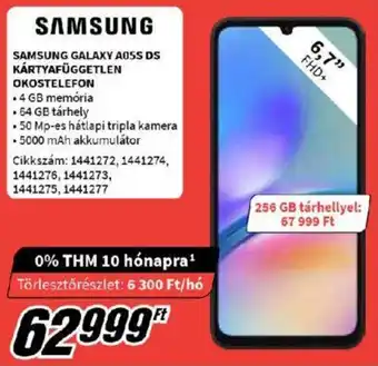 Media Markt SAMSUNG GALAXY A055 DS KÁRTYAFÜGGETLEN OKOSTELEFON ajánlat
