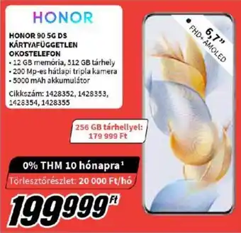 Media Markt HONOR 90 5G DS KÁRTYAFÜGGETLEN OKOSTELEFON ajánlat