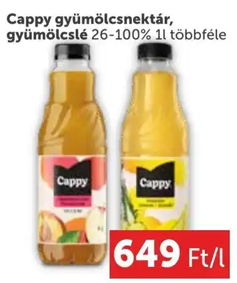 Cappy gyümölcsnektár, gyümölcslé 26-100% 1l