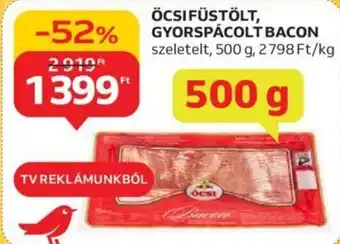 Auchan ÖCSIFÜSTÖLT, GYORSPÁCOLT BACON 500 g ajánlat