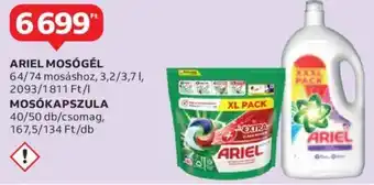 Auchan ARIEL MOSÓGÉL 64/74 mosáshoz, MOSÓKAPSZULA 40/50 db/csomag ajánlat