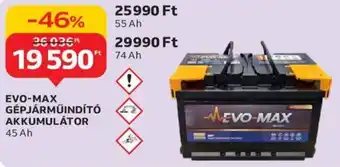 EVO-MAX GÉPJÁRMŰINDÍTÓ AKKUMULÁTOR 45 Ah