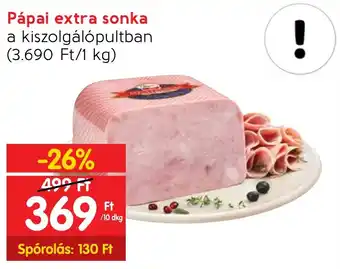 Spar Pápai extra sonka 10dkg ajánlat