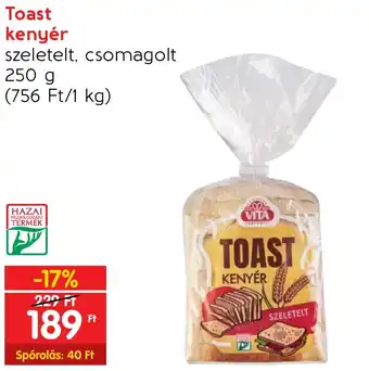Spar Toast kenyér 250g ajánlat
