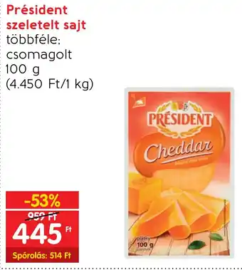 Spar Président szeletelt sajt 100g ajánlat