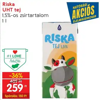 Spar Riska UHT tej 1.5%-os zsírtartalom 1l ajánlat
