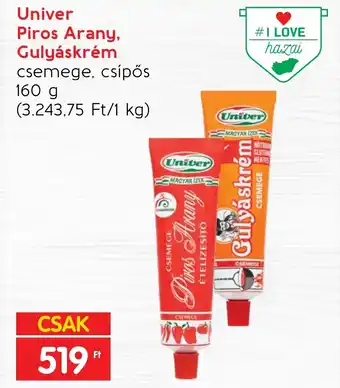 Spar Univer Piros Arany, Gulyáskrém 160g ajánlat
