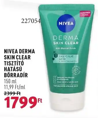 Rossmann NIVEA DERMA SKIN CLEAR TISZTÍTÓ HATÁSÚ BŐRRADÍR 150ml ajánlat