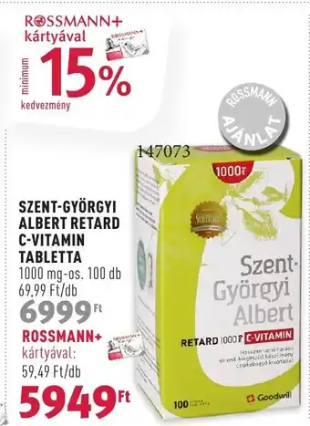 Rossmann SZENT-GYÖRGYI ALBERT RETARD C-VITAMIN TABLETTA 100db ajánlat