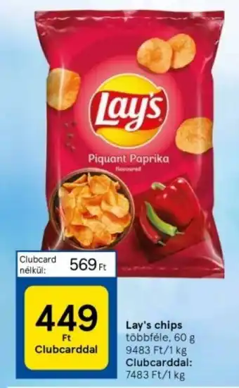 Tesco Lay's chips 60 g ajánlat