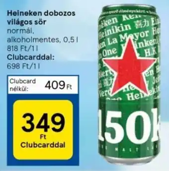 Tesco Heineken dobozos világos sör normál, alkoholmentes, 0,5l ajánlat