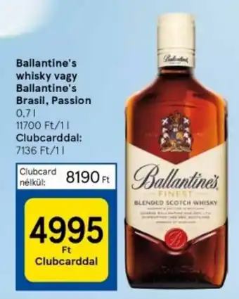 Tesco Ballantine's whisky vagy Ballantine's Brasil, Passion 0,7l ajánlat