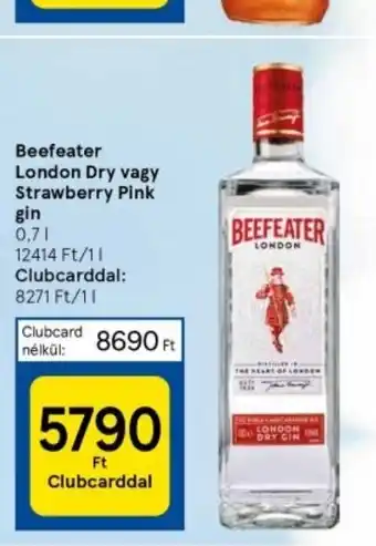Tesco Beefeater London Dry vagy Strawberry Pink gin 0,7l ajánlat