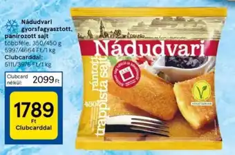 Tesco Nádudvari gyorsfagyasztott, panírozott sajt többféle, 350/450 g ajánlat