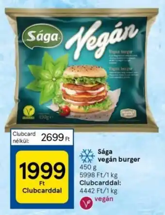 Tesco Sága vegán burger 450g ajánlat