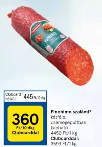 Tesco Finonimo szalámi 10dkg ajánlat