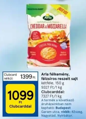 Tesco Arla félkemény, félzsíros reszelt sajt 150g ajánlat