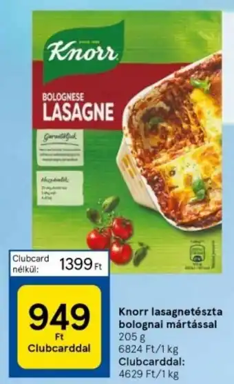 Tesco Knorr lasagnetészta bolognai mártással 205 g ajánlat