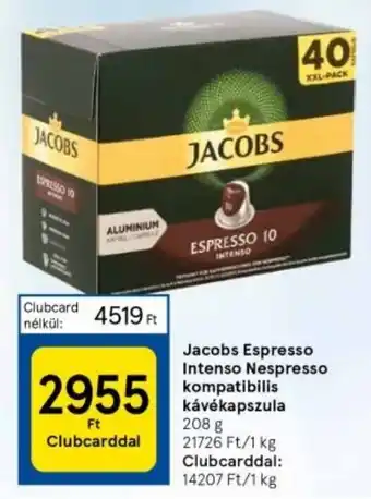 Tesco Jacobs Espresso Intenso Nespresso kompatibilis kávékapszula 208 g ajánlat