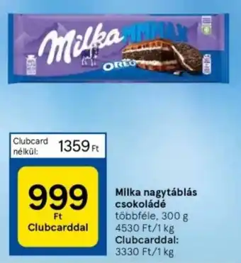 Tesco Milka nagytáblás csokoládé többféle, 300 g ajánlat