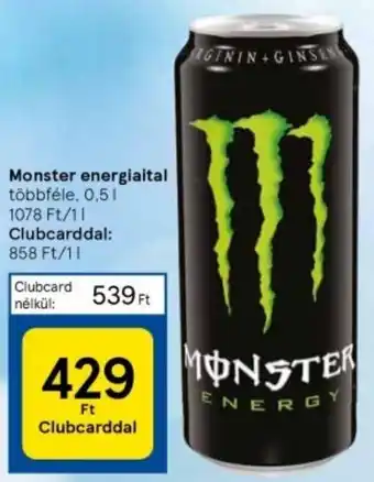 Tesco Monster energiaital többféle, 0,5l ajánlat