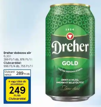 Tesco Dreher dobozos sör 0,33l ajánlat