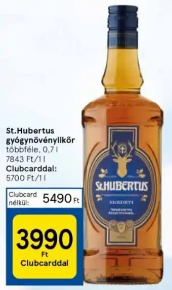 Tesco St.Hubertus gyógynövénylikör többféle, 0,7l ajánlat