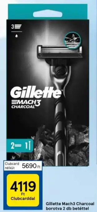 Tesco Gillette Mach3 Charcoal borotva 2 db betéttel ajánlat