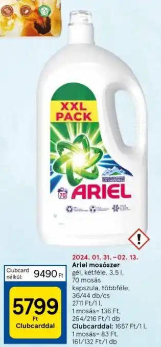 Tesco Ariel mosószer 3.5l ajánlat