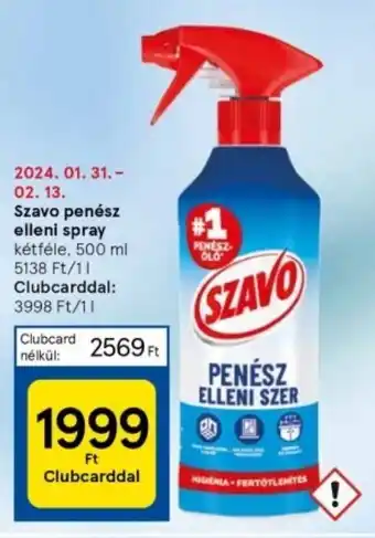 Tesco Szavo penész elleni spray kétféle, 500 ml ajánlat
