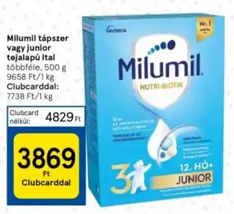 Tesco Milumil tápszer vagy junior tejalapú ital többféle, 500 g ajánlat