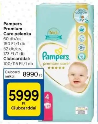 Tesco Pampers Premium Care pelenka 60 db ajánlat