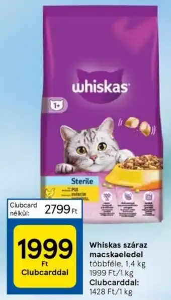Tesco Whiskas száraz macskaeledel többféle, 1,4 kg ajánlat