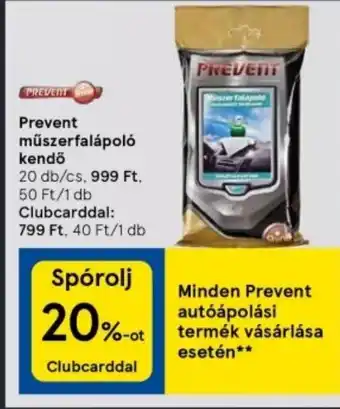 Tesco Prevent műszerfalápoló kendő 20 db/cs ajánlat