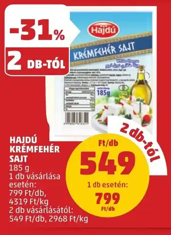 PENNY HAJDÚ KRÉMFEHÉR SAJT 185 g ajánlat
