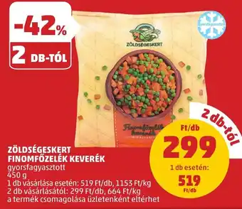 PENNY ZÖLDSÉGESKERT FINOMFŐZELÉK KEVERÉK 450 g ajánlat