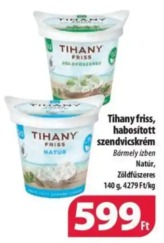 Coop Tihany friss, habosított szendvicskrém 140g ajánlat