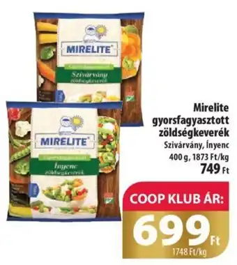 Coop Mirelite gyorsfagyasztott zöldségkeverék 400 g ajánlat