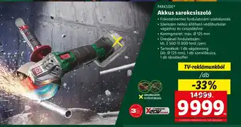 Lidl PARKSIDE Akkus sarokcsiszoló 1 db ajánlat
