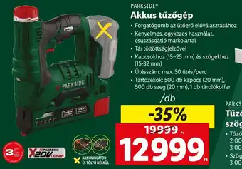 Lidl PARKSIDE Akkus tűzőgép 1 db ajánlat