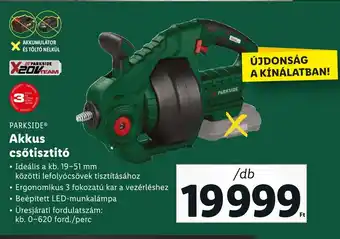 Lidl PARKSIDE Akkus csőtisztitó 1 db ajánlat