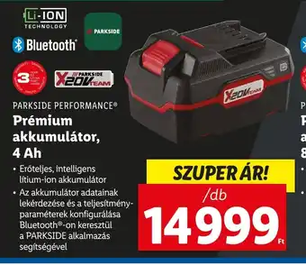 Lidl PARKSIDE PERFORMANCE Prémium akkumulátor, 4 Ah 1 db ajánlat