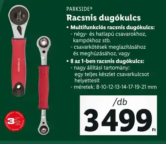 Lidl PARKSIDE Racsnis dugókulcs 1 db ajánlat