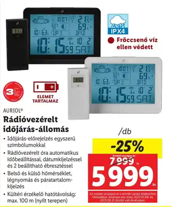 Lidl AURIOL Rádióvezérelt időjárás-állomás 1 db ajánlat