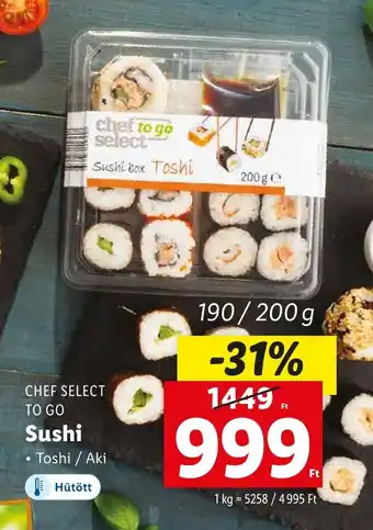 Lidl CHEF SELECT TO GO Sushi 190 - 200 g ajánlat