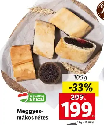 Lidl Meggyes-mákos rétes 105 g ajánlat