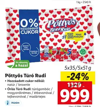 Lidl Pöttyös Túró Rudi 5 x 35 / 5 x 51 g ajánlat